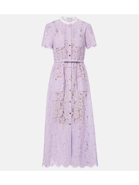 Rochie midi Self-portrait din dantelă până la genunchi de costum violet
