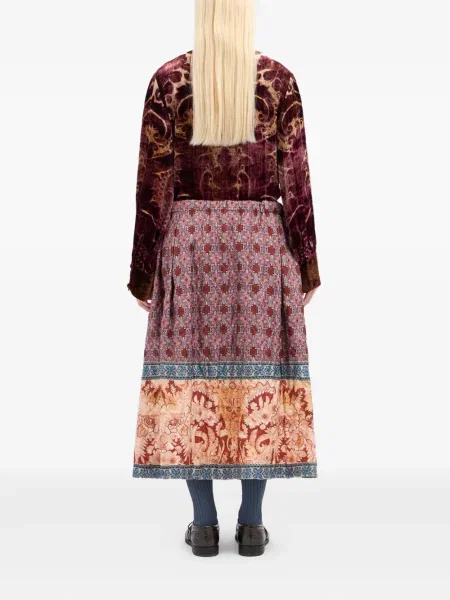 Fustă midi Pierre-louis Mascia cu imprimeu geometric până la genunchi roz