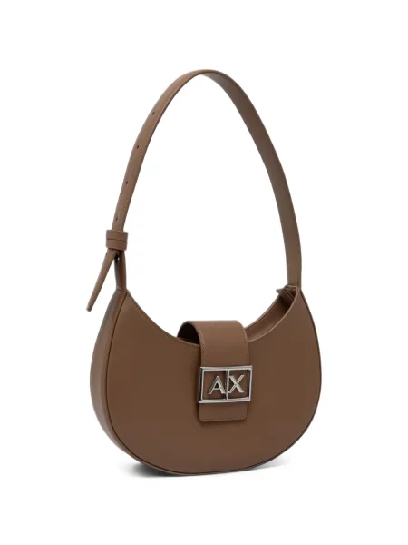 Geantă Armani Exchange cu autograf maro