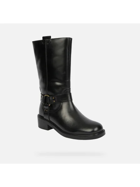 Geox cizme de piele D NALVIA cu plat negru