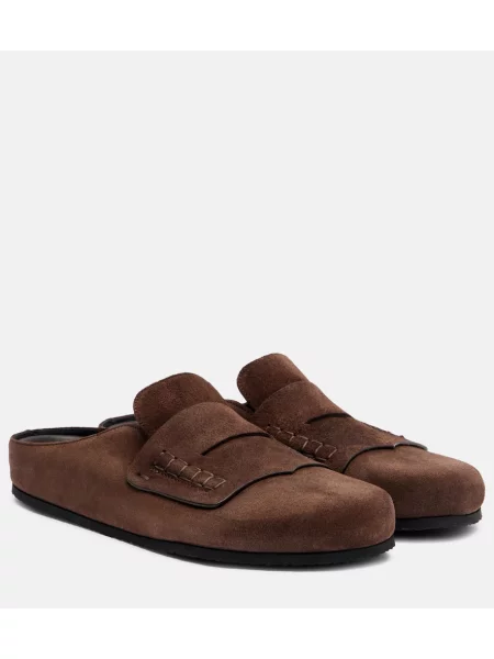 Papuci tip mules Jacquemus din piele de căprioară maro