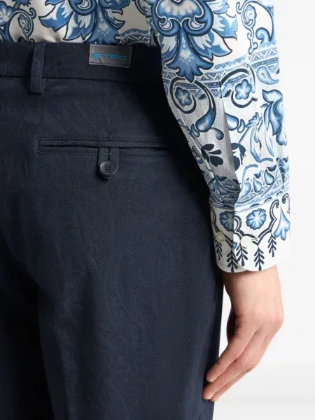 Pantaloni Etro cu model paisley din jacard albastru