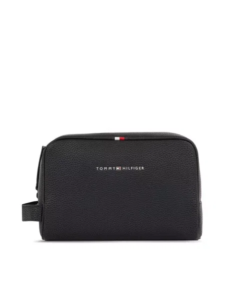 Kosmetyczka z detalami z logo Tommy Hilfiger czarna