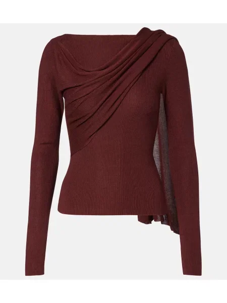 Top Aya Muse de mătase drapat bordo