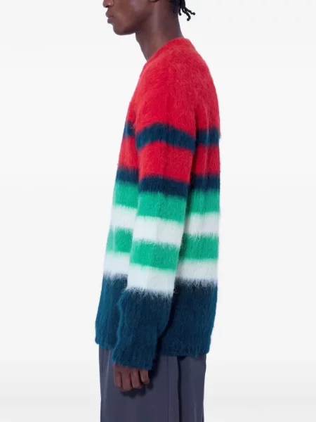 Sweter Lacoste z alpaki w paski czerwony