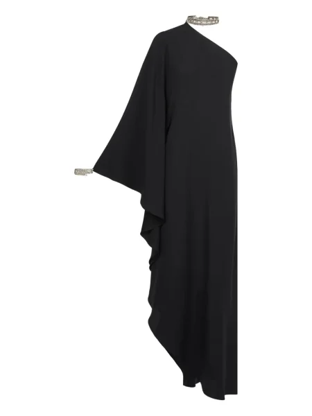 Sukienka midi Taller Marmo z kryształkami do kolan na jednym ramieniu czarna