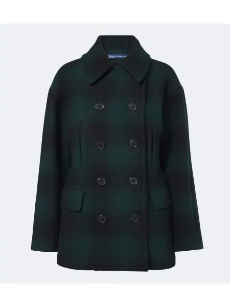 Palton Polo Ralph Lauren de lână în carouri verde