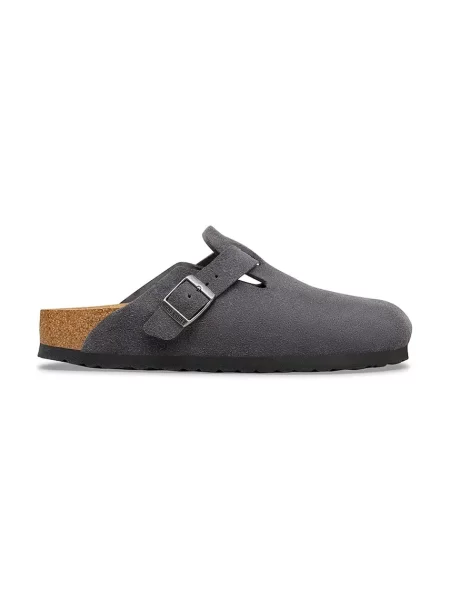 Birkenstock klapki zamszowe Boston szare