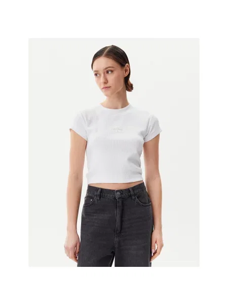 Calvin Klein Jeans Marškinėliai šviesiai pilka balta