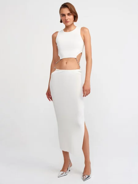 Fustă Dilvin cu strasuri gri