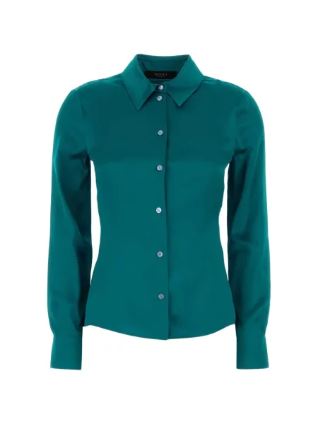 Lung cămașă Gucci din satin albastru