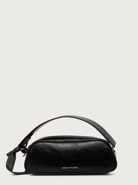 Armani Exchange geantă crossbody pentru femei cu imitație de piele negru