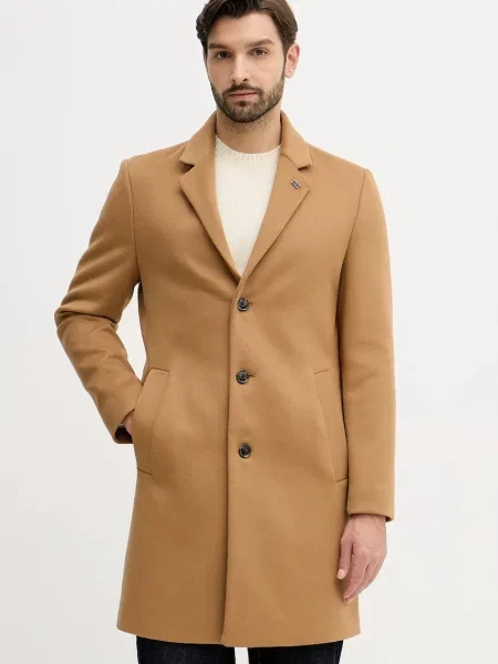 Палто с вълна Tommy Hilfiger кафяво