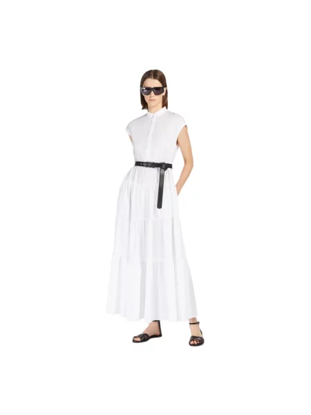 Długa sukienka ze stójką model ‘BAIRO’ Max Mara biała