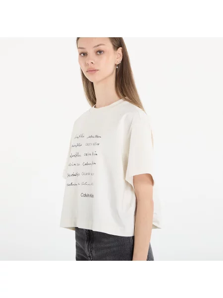 Тениска Calvin Klein Jeans Ss Cropped Boxy Grap Tee White S бяло
