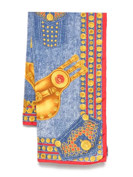Hedvábný šál Versace Pre-owned červený