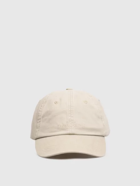 Кепка Stone Island с вышивкой бежевая