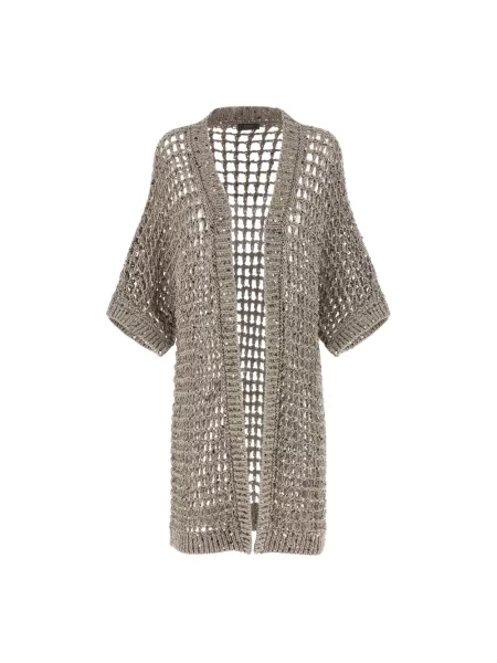 Kardigan Peserico z cekinami z siateczką szary