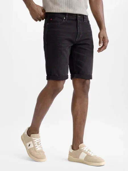HUGO Szorty jeansowe Szary Tapered Fit czarne