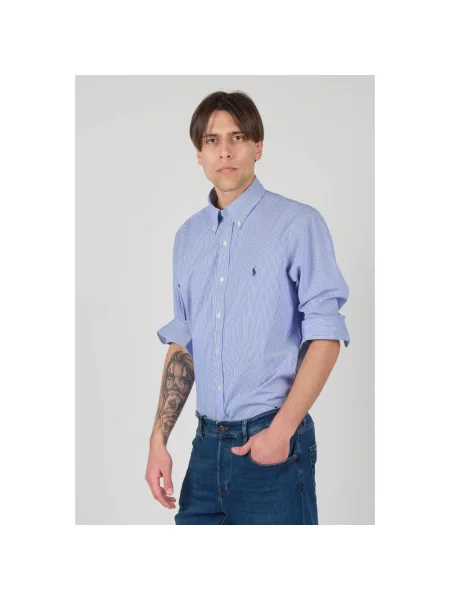 Koszula Ralph Lauren w paski z paskiem niebieska