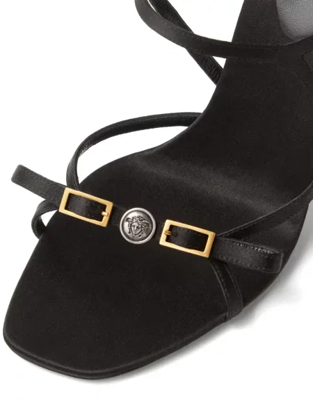 Papuci tip mules Versace cu bretele negru