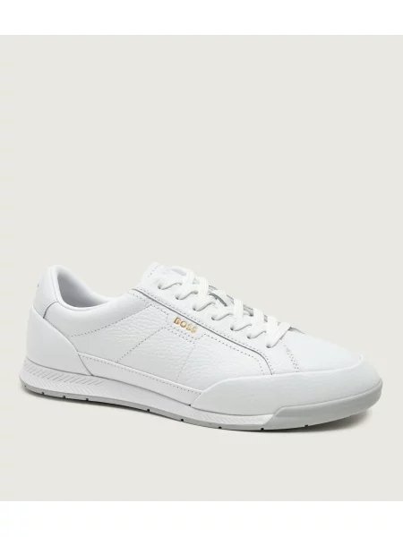BOSS BLACK Teniși din piele Nitan_Lowp_ltgrn alb
