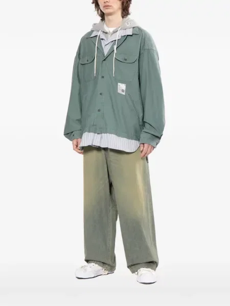 Geacă Maison Mihara Yasuhiro cu dungi cu glugă albastru