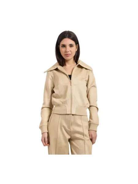 Aksamitna bluza Guess beżowa