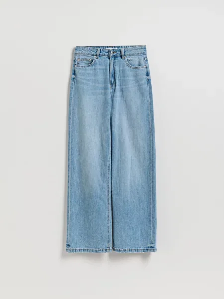 Reserved Джинси широкого крою з домішкою льону синій