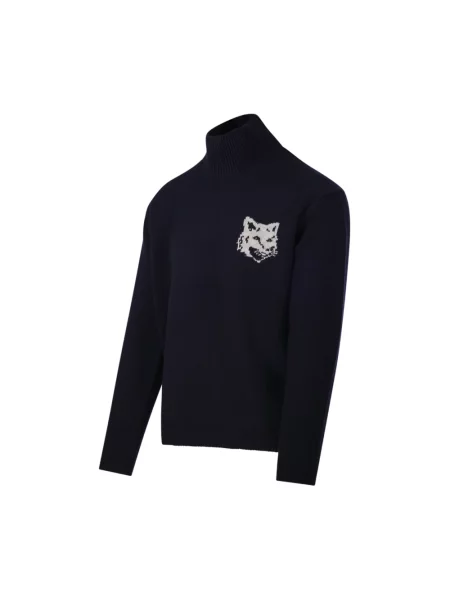 Sweter Maison Kitsune wełniany niebieski