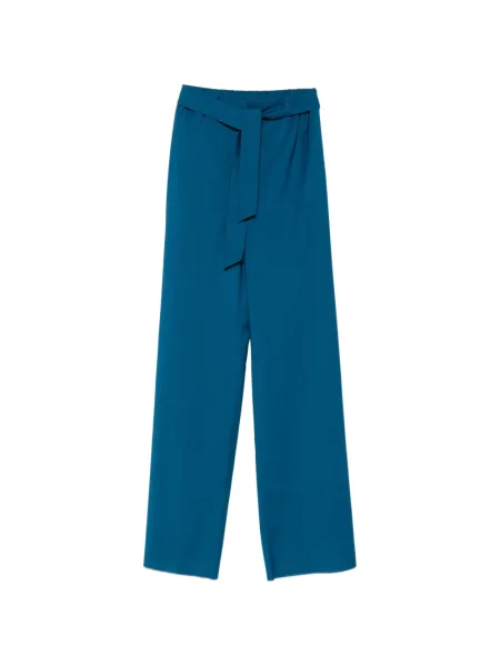 Cu centură pantaloni Max Mara de lână albastru