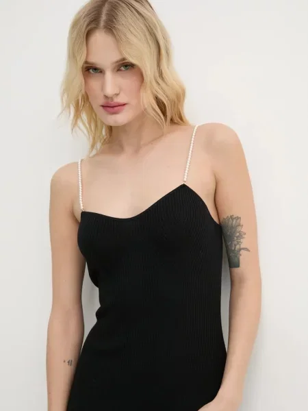 Вовняна сукня FROM FUTURE maxi облягаюча чорний