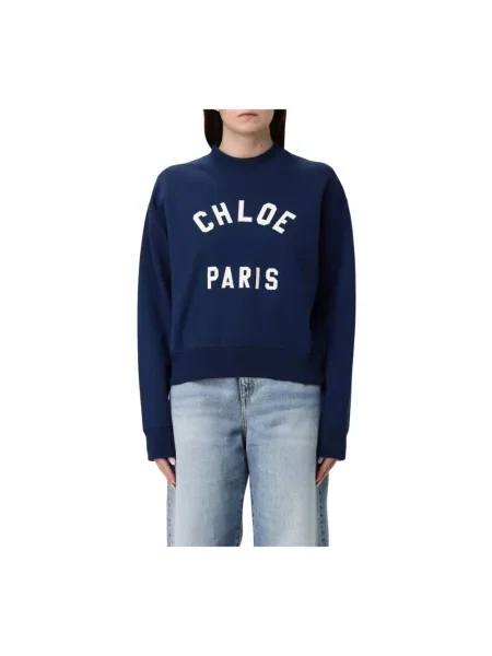 Bluza Chloe z okrągłym dekoltem niebieska