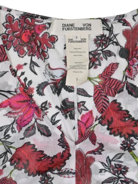 Top Dvf Diane Von Furstenberg cu model floral cu imagine alb