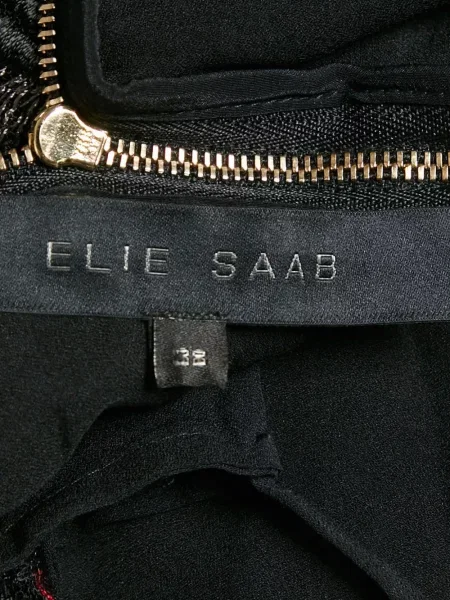 Siuvinėta gėlėta mini suknelė Elie Saab juoda
