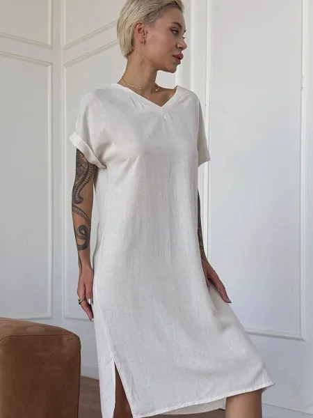 Женское платье-рубашка біла