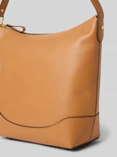 Torebka skórzana z ozdobnym szwem Lauren Ralph Lauren brązowa