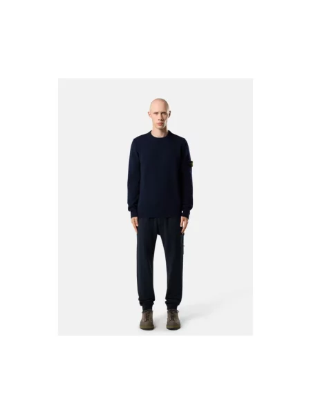 Sweter Stone Island wełniany z kamieniami niebieski