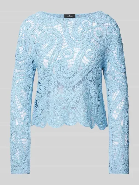 Sweter z dzianiny z haftem angielskim Monari