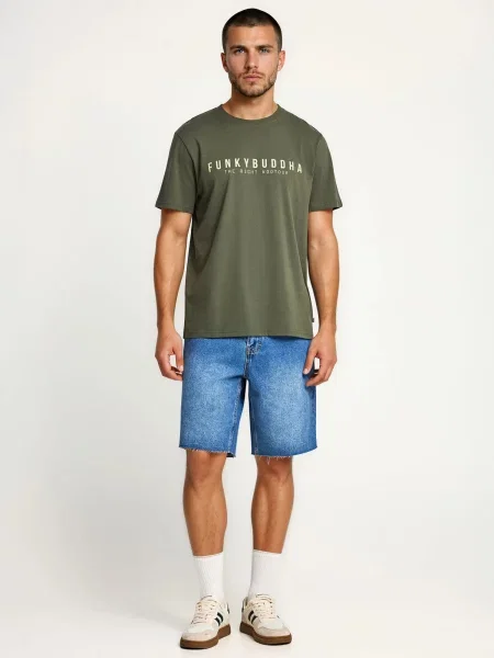 Funky Buddha Tricou verde închis / lână alb