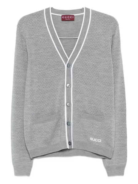 Cardigan Gucci cu broderie gri