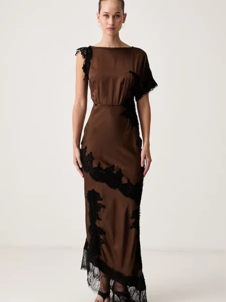 Never Fully Dressed rochie cu vâscoză maro