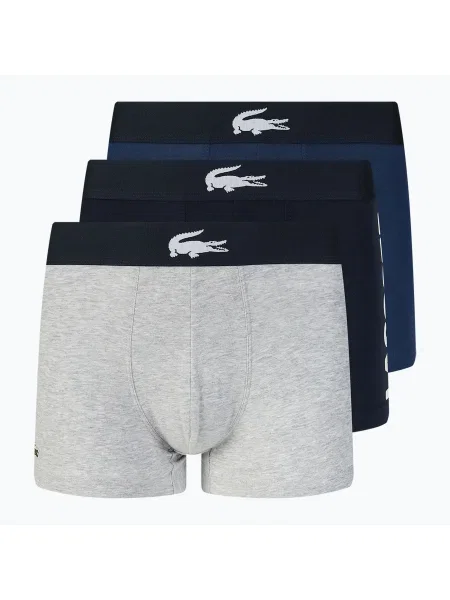 Boxerky Lacoste BCK 3 páry námornícka modrá/biela/strieborná porcelán biela