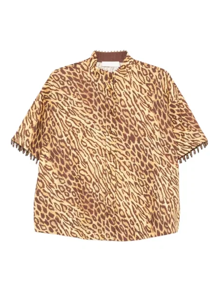 Bluză Zimmermann cu imagine cu model leopard galben