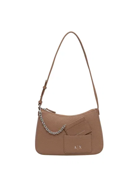 Armani Exchange torebka hobo z imitacji skóry beżowa