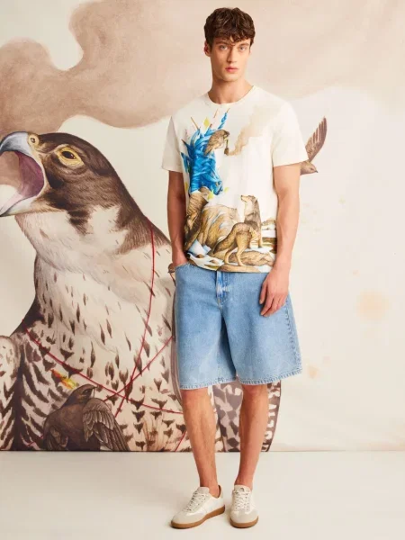 Тениска Medicine с принт бежово