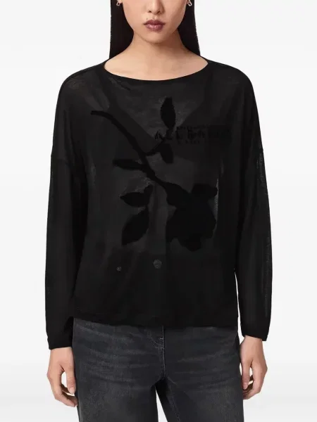 Top Allsaints cu model floral negru