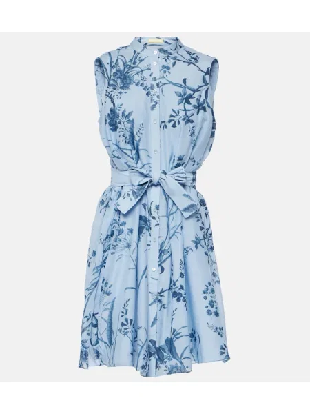 Rochie Erdem de mătase cu imagine albastru