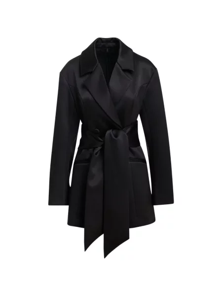 Rochie mini Essentiel Antwerp din satin cu două rânduri de nasturi negru