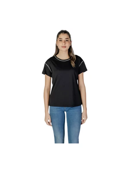 Koszulka z nadrukiem Liu Jo z kryształkami czarna